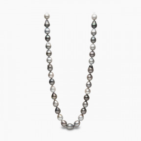 Baroque 18K Gold Black Tahitian Pearl Necklace Strand