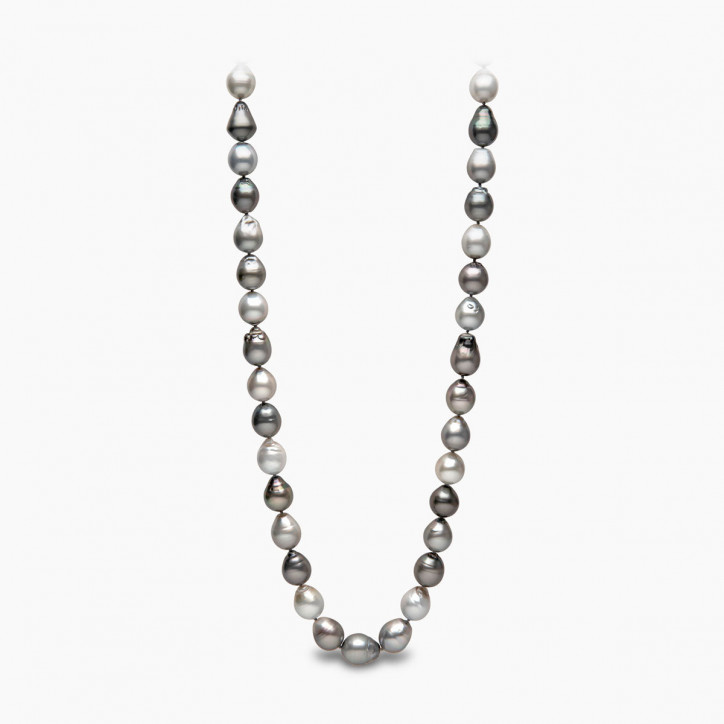 Baroque 18K Gold Black Tahitian Pearl Necklace Strand