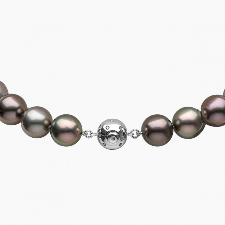 Classic 18K Gold Black Tahitian Pearl Strand Necklace