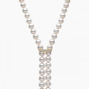 Tassel 18K Gold Freshwater Baroque Pearl and Diamond Necklace