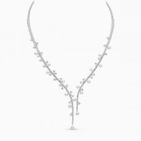 Raindrop 18K Gold Akoya Pearl and Diamond Droplet Necklace