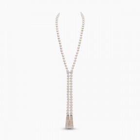 Tassel 18K Gold Pearl and Diamond Necklace
