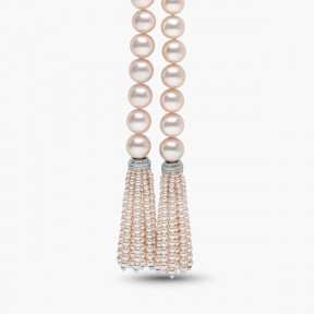 Tassel 18K Gold Pearl and Diamond Necklace