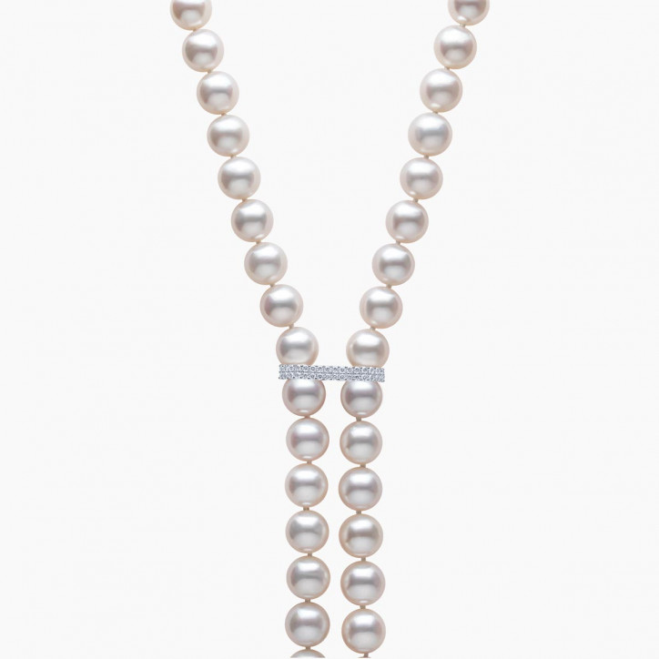 Tassel 18K Gold Pearl and Diamond Necklace