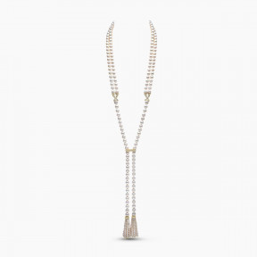 Tassel 18K Gold Freshwater Pearl and Diamond Necklace