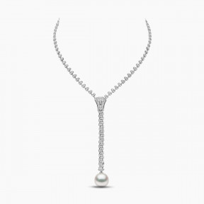 Zyyp 18K White Gold South Sea Pearl and Diamond Zip Necklace