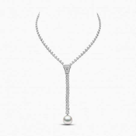 Zyyp 18K White Gold South Sea Pearl and Diamond Zip Necklace