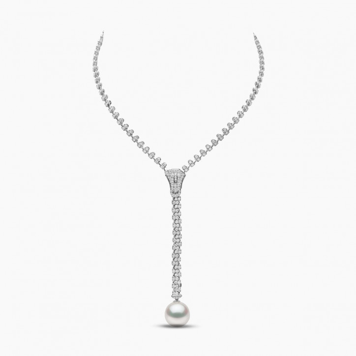 Zyyp 18K White Gold South Sea Pearl and Diamond Zip Necklace