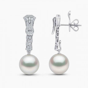 Zyyp 18K White Gold South Sea Pearl and Diamond Zip Earrings