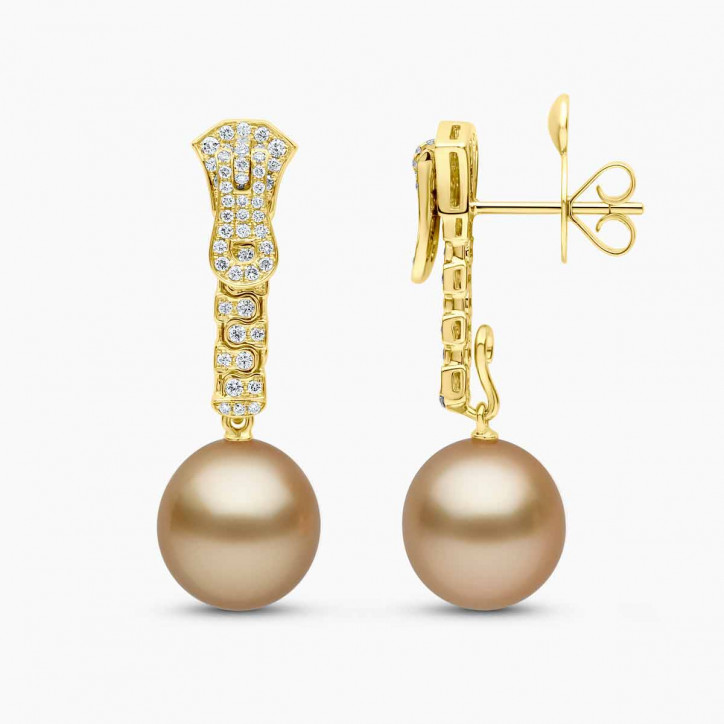 Zyyp 18K Yellow Gold South Sea Pearl and Diamond Zip Earrings Zyyp 18K Yellow Gold South Sea Pearl and Diamond Zip Earrings
