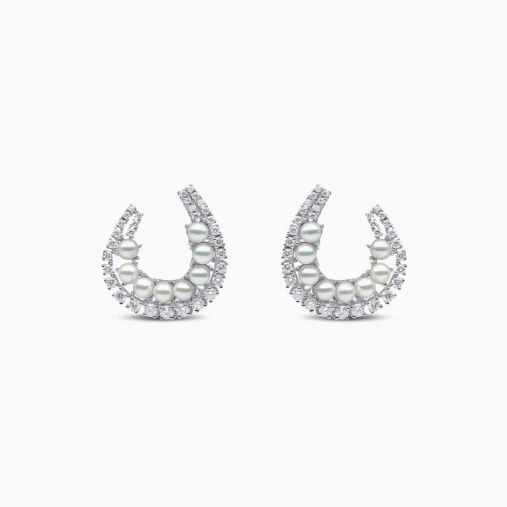 Raindrop 18K Gold Akoya Pearl and Diamond Hoop Earrings Raindrop 18K Gold Akoya Pearl and Diamond Hoop Earrings