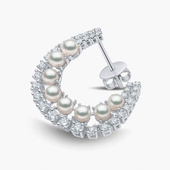 Raindrop 18K Gold Akoya Pearl and Diamond Hoop Earrings Raindrop 18K Gold Akoya Pearl and Diamond Hoop Earrings