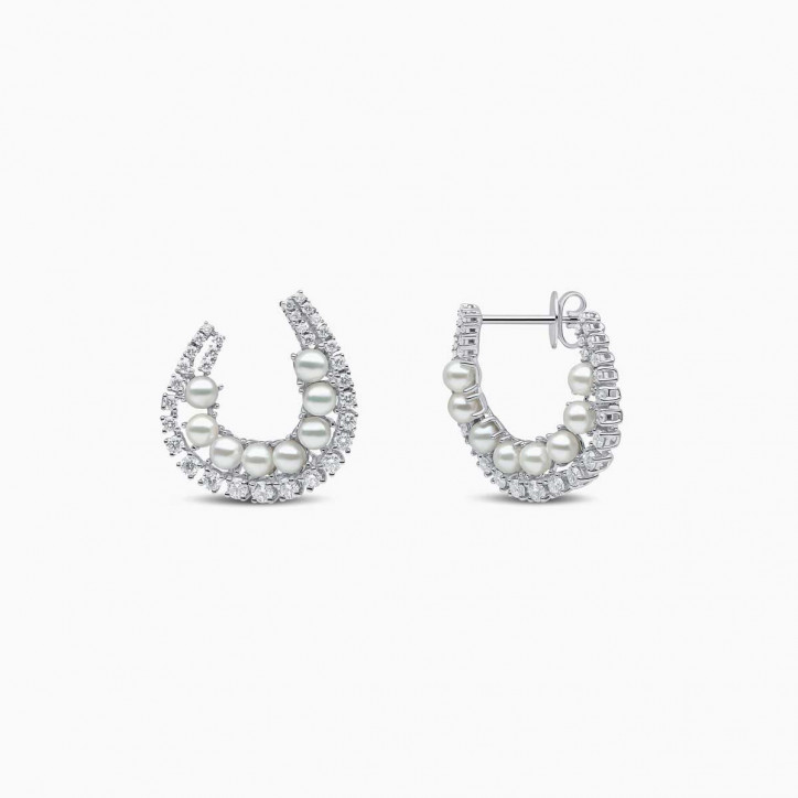 Raindrop 18K Gold Akoya Pearl and Diamond Hoop Earrings Raindrop 18K Gold Akoya Pearl and Diamond Hoop Earrings
