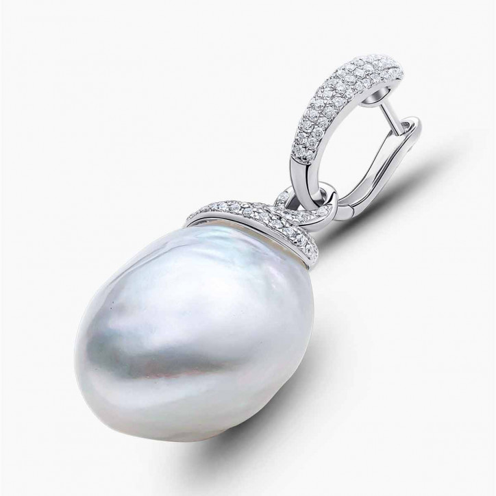 Baroque 18K Gold South Sea Pearl and Diamond Drop Earrings