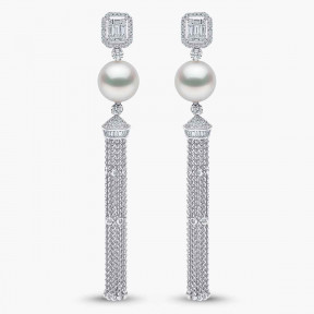 Glitz 18K Gold South Sea Pearl Diamond Earrings