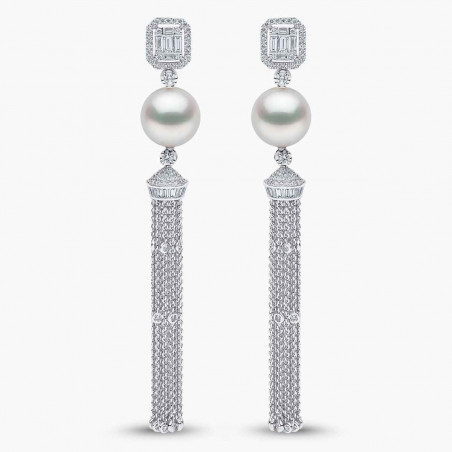 Glitz 18K Gold South Sea Pearl Diamond Earrings