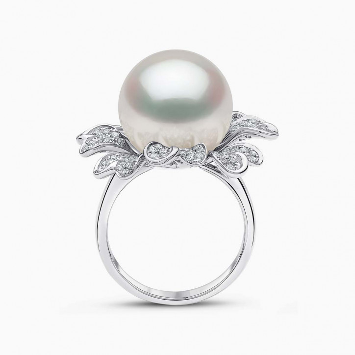 Duchess 18K Gold South Sea Pearl and Diamond Floral Ring Duchess 18K Gold South Sea Pearl and Diamond Floral Ring