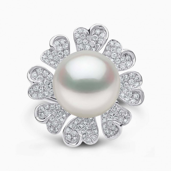 Duchess 18K Gold South Sea Pearl and Diamond Floral Ring Duchess 18K Gold South Sea Pearl and Diamond Floral Ring