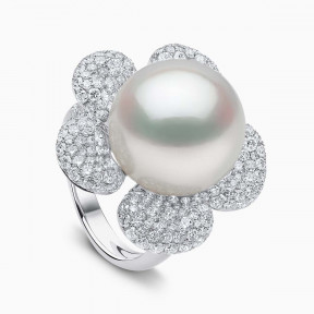 Duchess 18K Gold South Sea Pearl and Diamond Bloom Ring