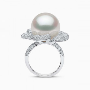 Duchess 18K Gold South Sea Pearl and Diamond Bloom Ring