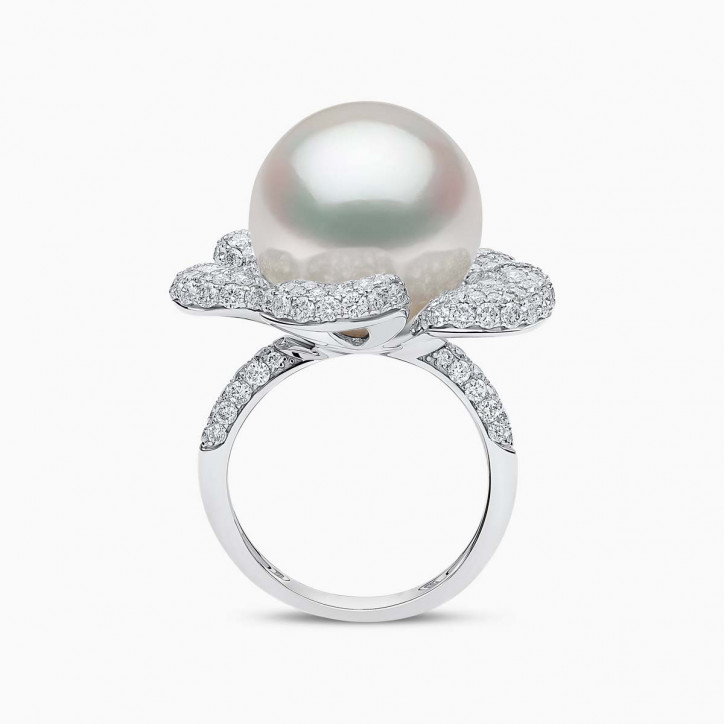 Duchess 18K Gold South Sea Pearl and Diamond Bloom Ring