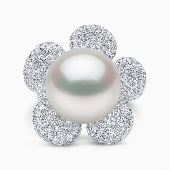 Duchess 18K Gold South Sea Pearl and Diamond Bloom Ring
