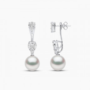 Glitz 18K Gold South Sea Pearl and Diamond Drop Earrings