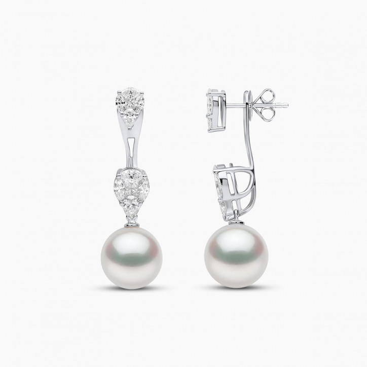 Glitz 18K Gold South Sea Pearl and Diamond Drop Earrings