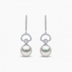 Jazz 18K Gold Pearl and Diamond Drop Earrings