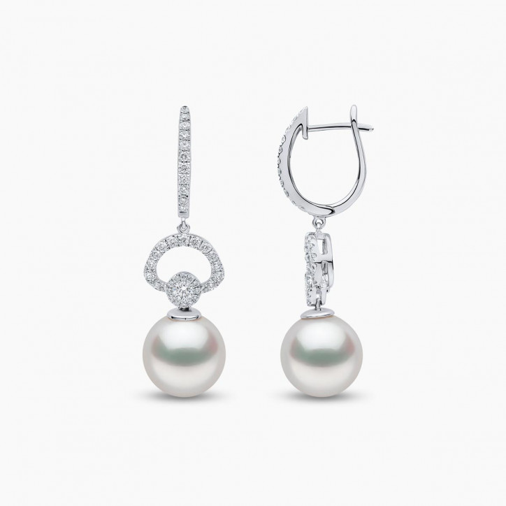 Jazz 18K Gold Pearl and Diamond Drop Earrings Jazz 18K Gold Pearl and Diamond Drop Earrings