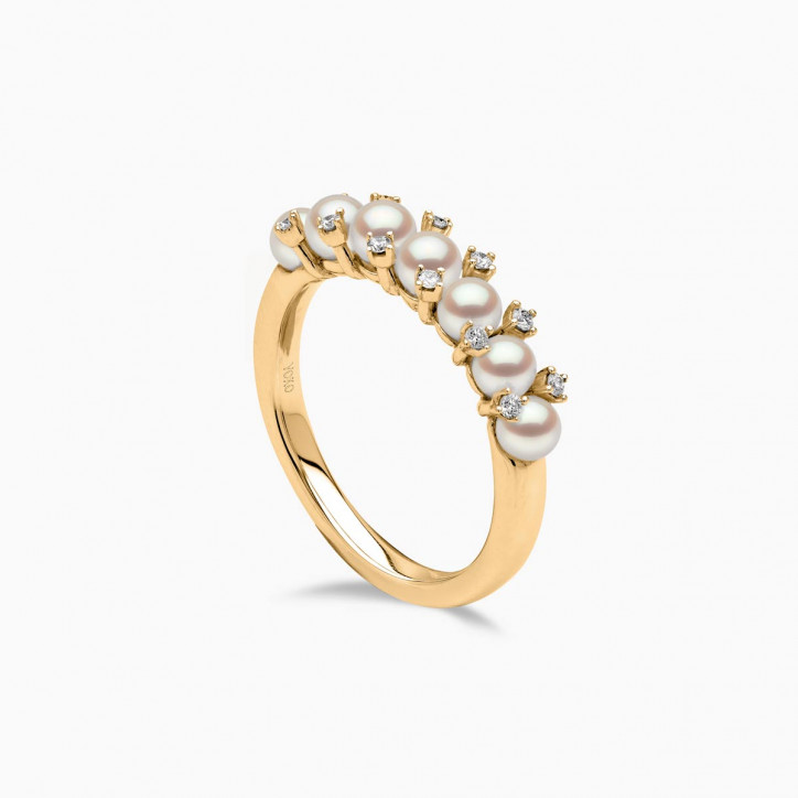 Eclipse 18K Gold Pearl and Diamond Starlit Ring Eclipse 18K Gold Pearl and Diamond Starlit Ring