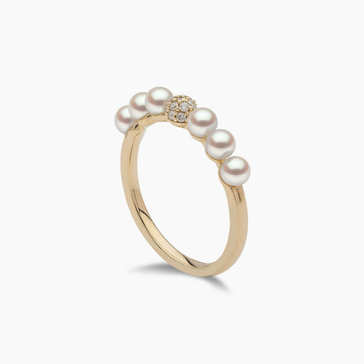 Eclipse 18K Gold Pearl and Diamond Cosmic Ring Eclipse 18K Gold Pearl and Diamond Cosmic Ring