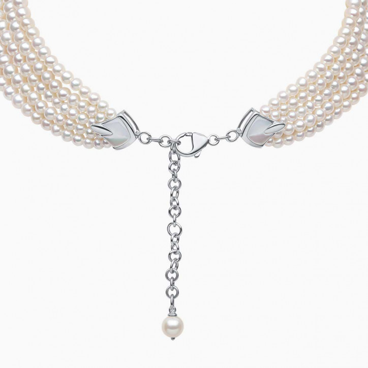 Cleopatra 18K Gold Freshwater Pearl Diamond and Mother of Pearl Cascade Necklace