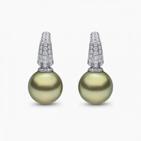 Jazz 18K Gold Pistachio Tahitian Pearl and Diamond Earrings