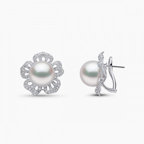 Duchess 18K Gold South Sea Pearl and Diamond Bloom Earrings