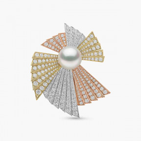 Duchess 18K Mixed Gold South Sea Pearl and Diamond Brooch