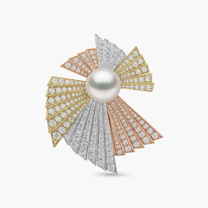 Duchess 18K Mixed Gold South Sea Pearl and Diamond Brooch