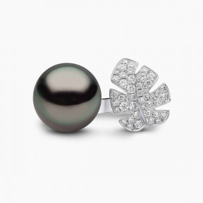 Contessa 18K Gold Black Tahitian Leaf Pearl Ring