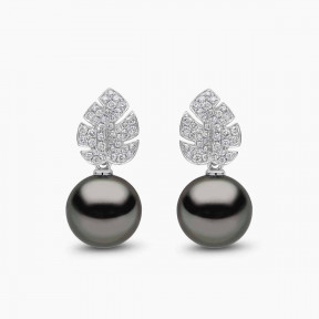 Contessa 18K Gold Black Tahitian Leaf Pearl Earrings
