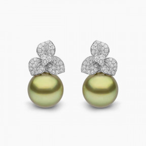 Contessa 18K Gold Pistachio Tahitian Pearl Flower Earrings