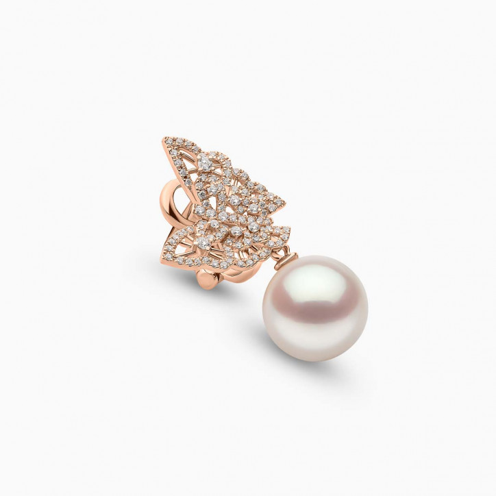 Contessa 18K Gold White Freshwater Pearl and Diamond Butterfly Earrings Contessa 18K Gold White Freshwater Pearl and Diamond Butterfly Earrings