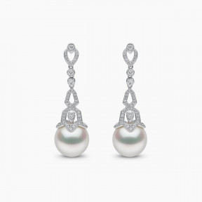 Contessa 18K бяло злато с перли и диаманти от Южно море