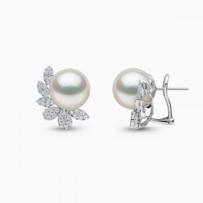 Duchess 18K Gold South Sea Pearl and Diamond Flutter Earrings