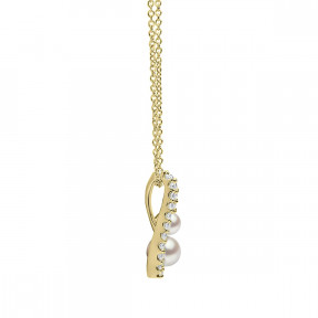 Sleek 18K Gold Akoya Pearl and Diamond Pendant