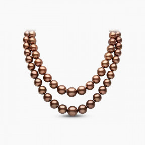 Classic 18K Gold Chocolate Tahitian Pearl Double Row Necklace