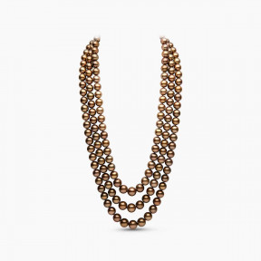 Classic 18K Gold Chocolate Tahitian Pearl Triple Row Necklace