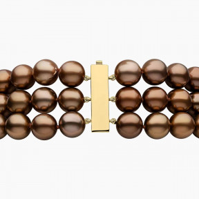 Classic 18K Gold Chocolate Tahitian Pearl Triple Row Necklace