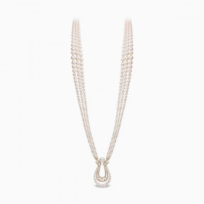 Contessa 18K Gold Multi Pearl and Diamond Motif Necklace