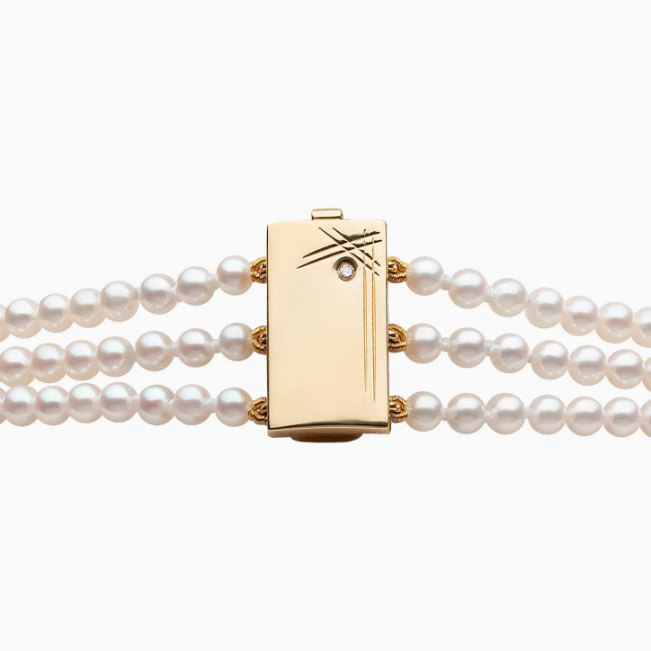 Contessa 18K Gold Multi Pearl and Diamond Motif Necklace