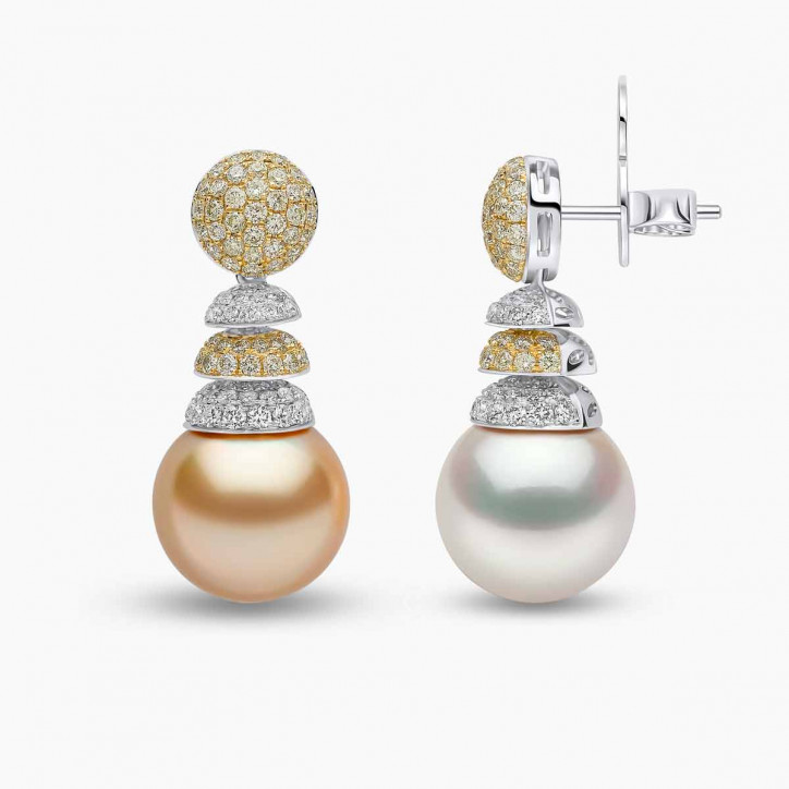Sunrise 18K Gold South Sea Pearl Multi Pavé Diamond Drop Earrings Sunrise 18K Gold South Sea Pearl Multi Pavé Diamond Drop Earrings
